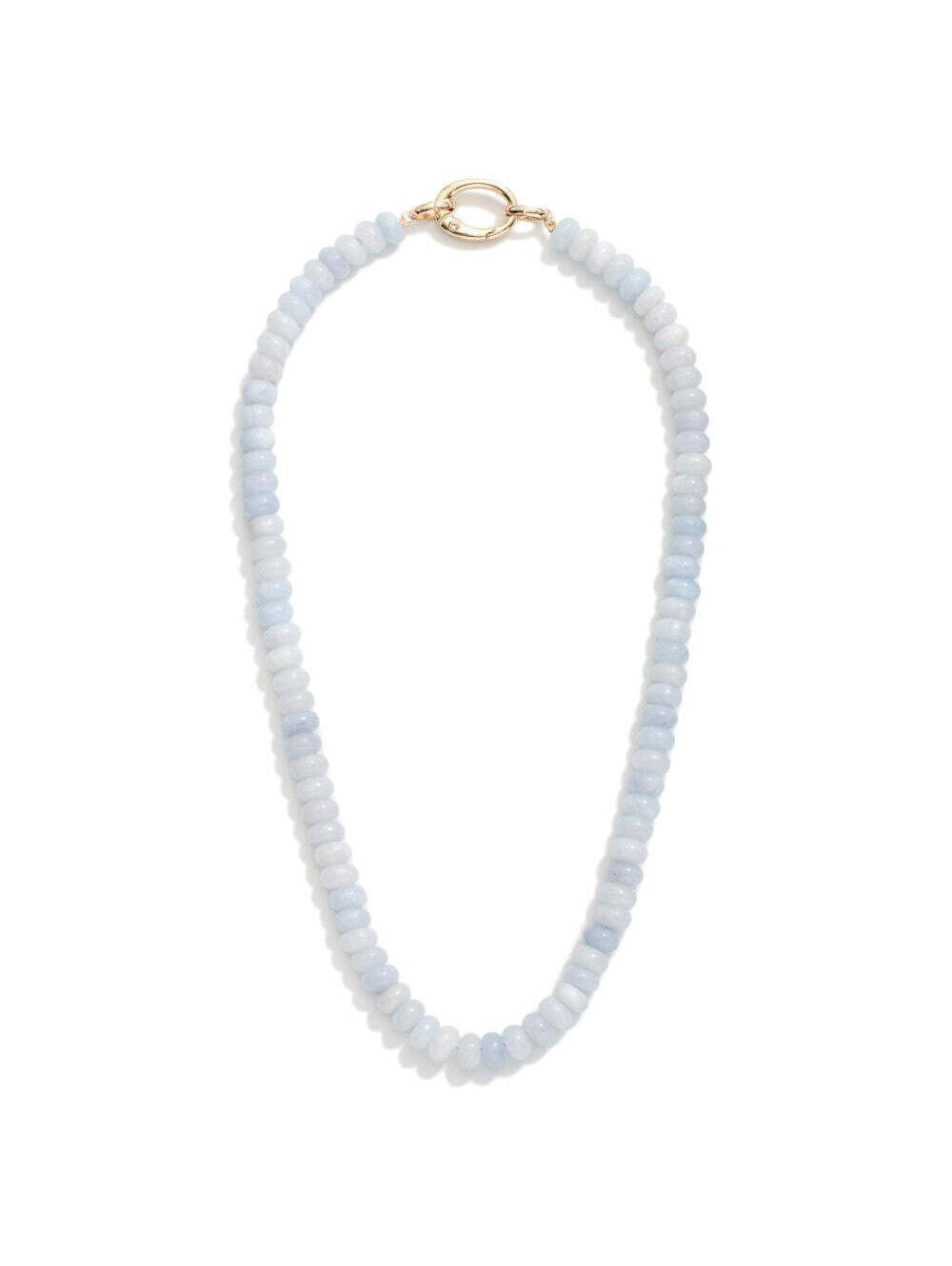 Candy Bead Beaded Necklace Light Blue Gold Tone 16" Layering Necklace